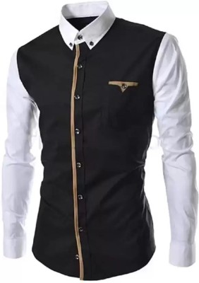 ShopyBucket Men Solid Casual Black, White Shirt