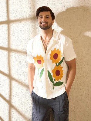 FUGAZEE Men Self Design Casual White Shirt