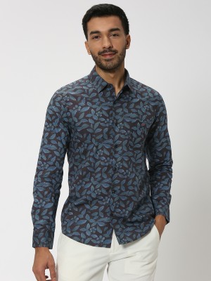 MUFTI Men Printed Casual Black, Dark Blue Shirt