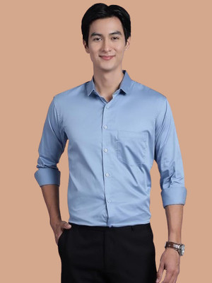 Super Weston Men Solid Formal Light Blue Shirt