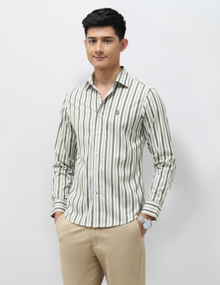 U.S. POLO ASSN. Men Striped Casual Green Shirt