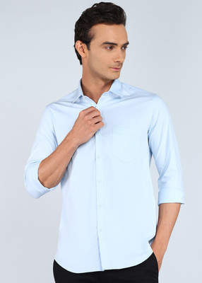 INTEGRITI Men Solid Casual Light Blue Shirt