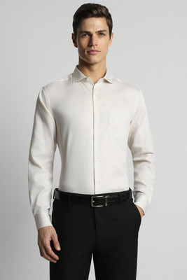 PETER ENGLAND Men Self Design Formal Cream Shirt