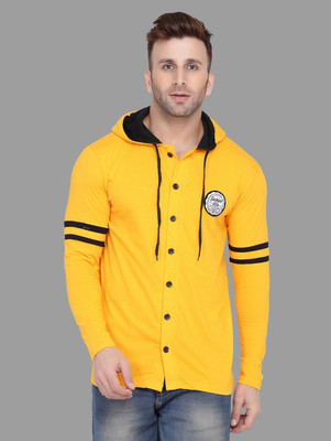HouseOfCommon Men Solid Casual Yellow Shirt