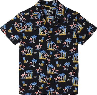 milou Boys Printed Casual Black Shirt