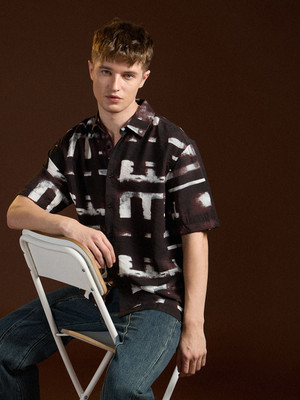 THE BEAR HOUSE Men Printed Casual Brown Shirt