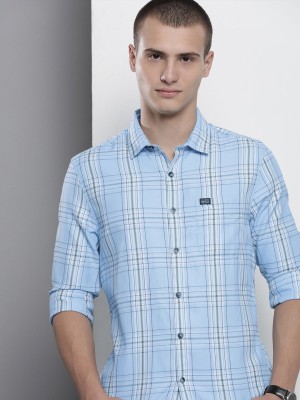 The Indian Garage Co. Men Checkered Casual Light Blue, White Shirt