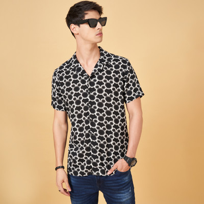 SF Jeans by Pantaloons Men Printed Casual Black Shirt