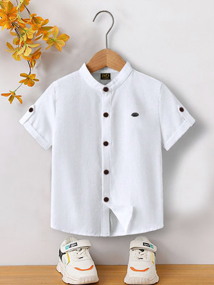 HASTITAG Boys Solid Casual White Shirt