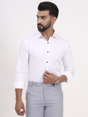 Urban Core Men Solid Formal White Shirt
