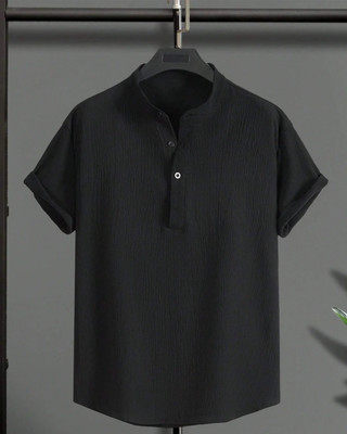 METRONAUT Men Solid Casual Black Shirt