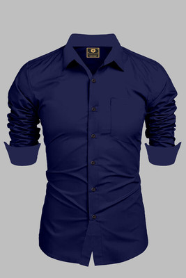VEKARIYA ENTERPRISE Men Solid Casual Dark Blue Shirt