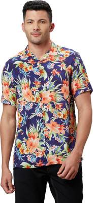 Globus Men Floral Print Casual Blue Shirt