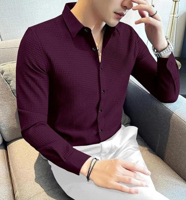 Hityyani Men Self Design Formal White Shirt