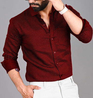 FUBAR Men Printed Casual Maroon Shirt