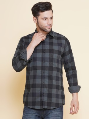 LOUIS MONARCH Men Checkered Casual Grey, Black Shirt