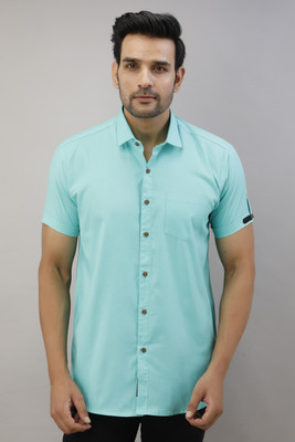 Pactimo Men Solid Casual Blue Shirt