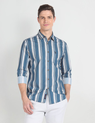 U.S. Polo Assn. Denim Co. Men Striped Casual Blue Shirt
