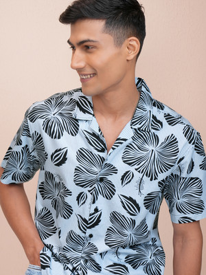 LOCOMOTIVE Men Printed Casual Black Shirt