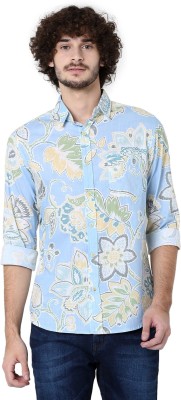 MUFTI Men Printed Casual Light Blue Shirt