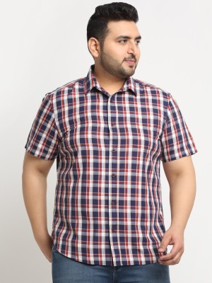 PLUSS Men Checkered Casual Blue, Red Shirt