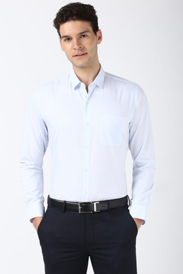 PETER ENGLAND Men Self Design Formal Light Blue Shirt