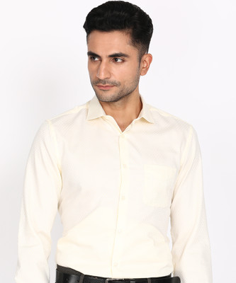 PETER ENGLAND Men Self Design Formal Yellow Shirt