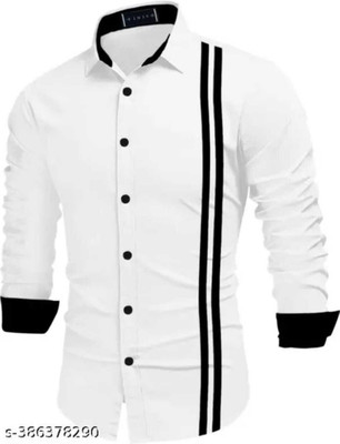 GAZZY CREATION Men Solid Casual White Shirt