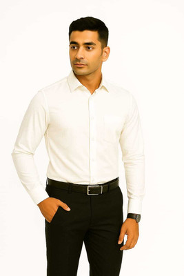 AKKI Men Solid Formal White Shirt