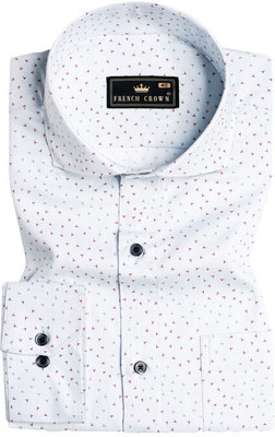 french crown Men Printed Casual White Shirt