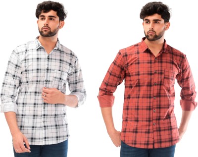 Tanip Men Checkered Casual Multicolor Shirt(Pack of 2)