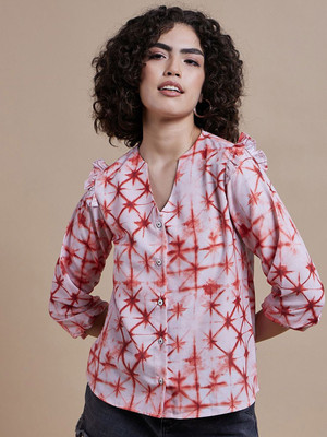 CORSICA Women Printed Casual Pink, White Shirt