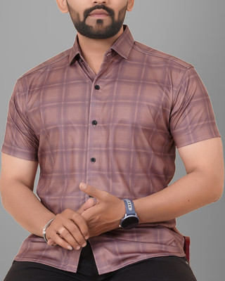 METRONAUT Men Checkered Casual Brown Shirt