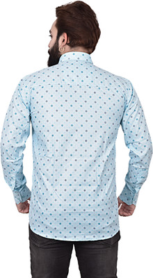 Arthz Fashion Trend Men Printed Casual Light Blue Shirt