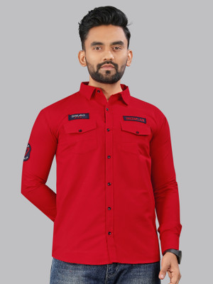 METRONAUT Men Printed Casual Red Shirt