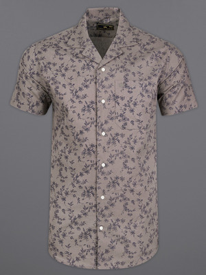 french crown Men Printed Casual Brown, Blue Shirt