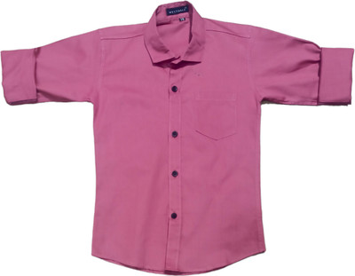 THE TINGE Boys Self Design Casual Pink Shirt