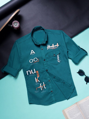 KILLER Boys Printed Casual Blue Shirt