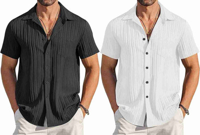 fitoda fashion Men Self Design Casual Multicolor Shirt(Pack of 2)