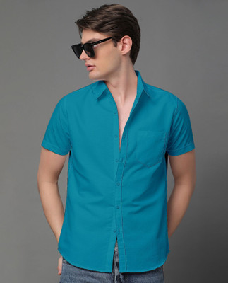 Voroxy Men Solid Casual Blue Shirt