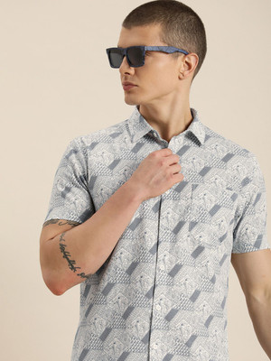 Moda Rapido Men Printed Casual White Shirt