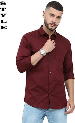 Havp K Square Enterprise Men Solid Formal Maroon Shirt