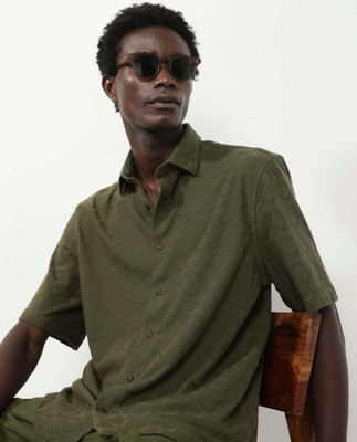 RARE RABBIT Men Solid Casual Dark Green Shirt
