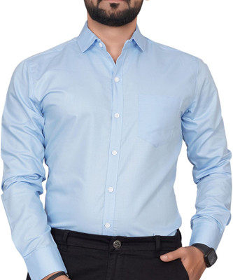 Tyzlo Men Solid Formal Light Blue Shirt