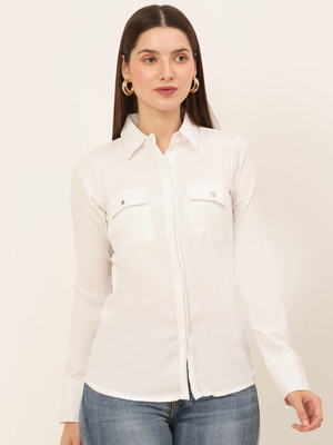 JAINISH Women Solid Casual White Shirt