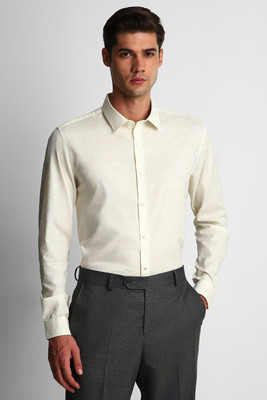 LOUIS PHILIPPE Men Solid Formal Cream Shirt