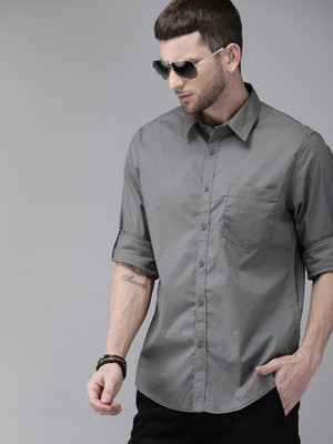 Roadster Men Solid Casual Grey Shirt