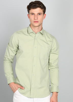 INTEGRITI Men Self Design Casual Light Green Shirt