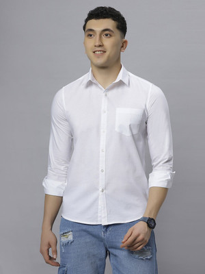 HouseOfCommon Men Solid Casual White Shirt