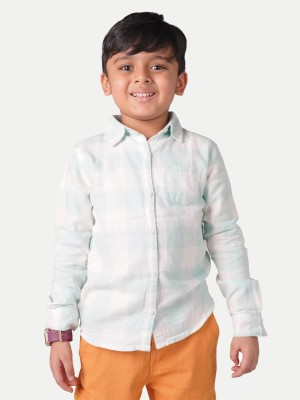 radprix Boys Checkered Casual Light Blue Shirt